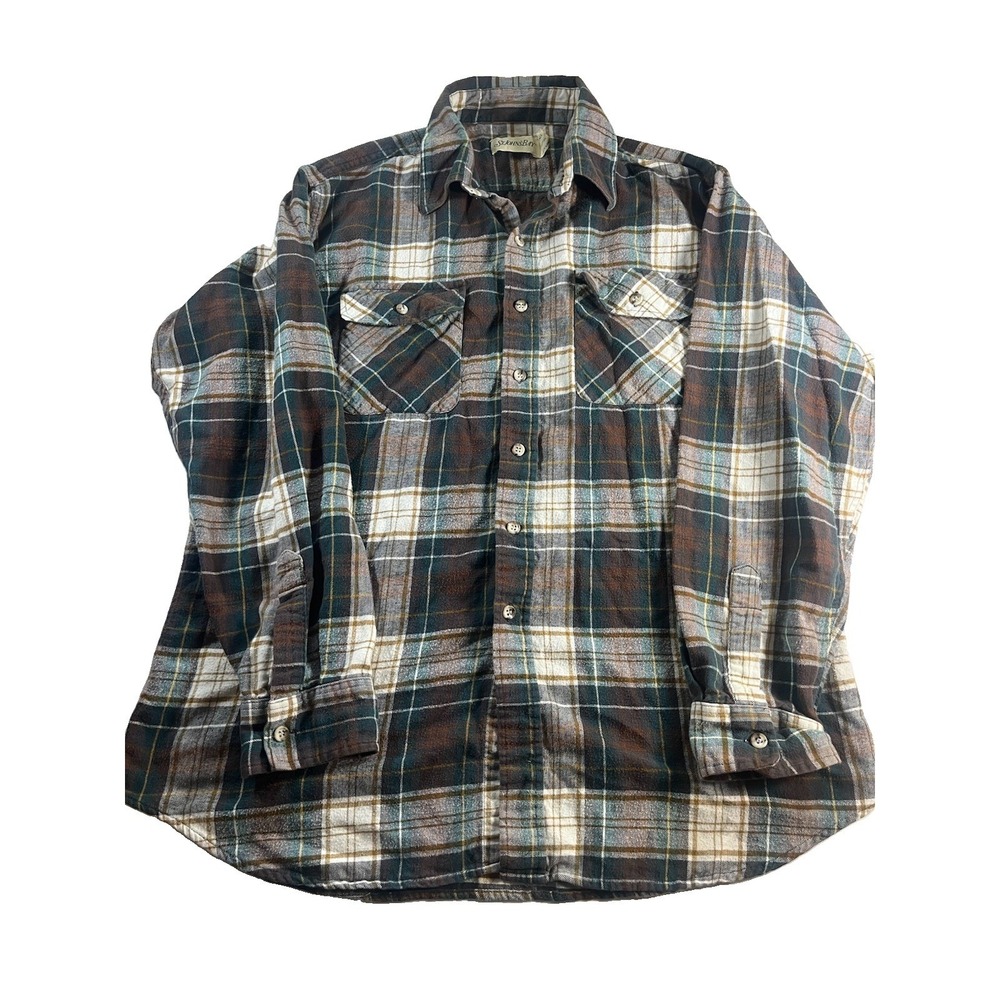 St John's Bay Vintage Plaid Flannel XL Tall Made In USA